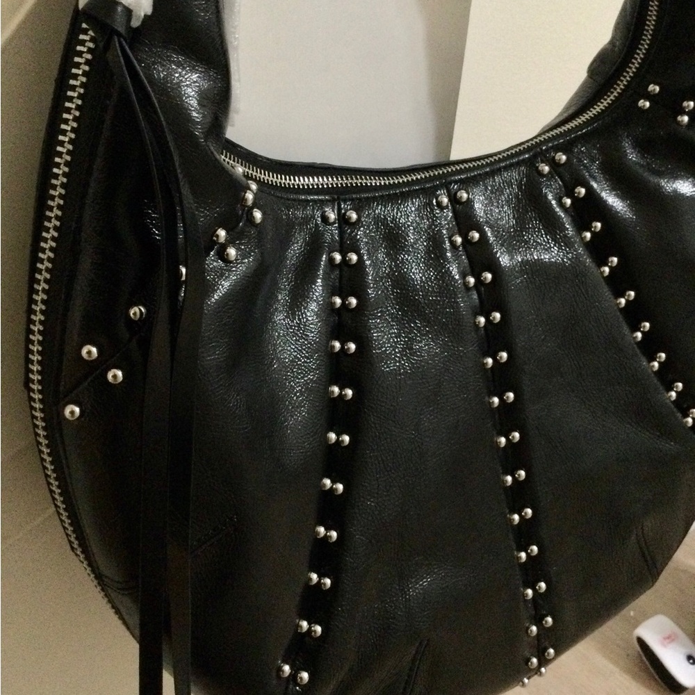 Rebecca Minkoff black leather studded zipper bag